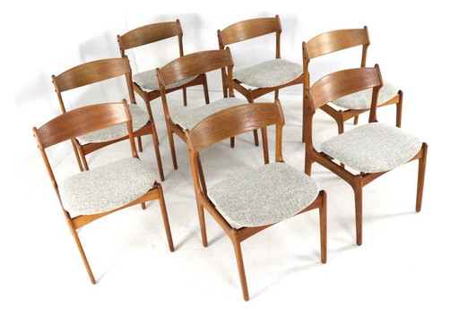 Set di 8 sedie Erik Buch, modello OD Mobler 49, da pranzo, vintage, appena rivestite.
