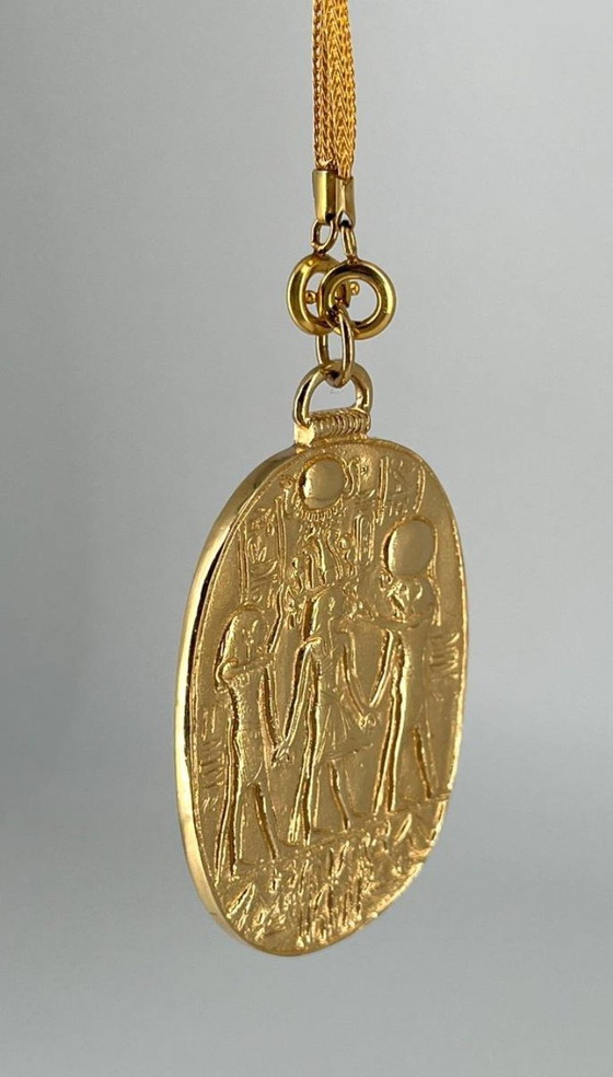 Image 1 of Vintage MMA Egyptian Revival Necklace – 12K Gold Filled – Metropolitan Museum of Art