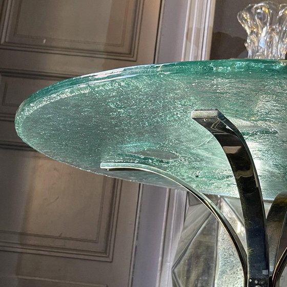 Brutalist Round Coffee Tables, 1970s, Set of 2 – Metal, Glass, Hollywood Regency (photo 8 of 17)