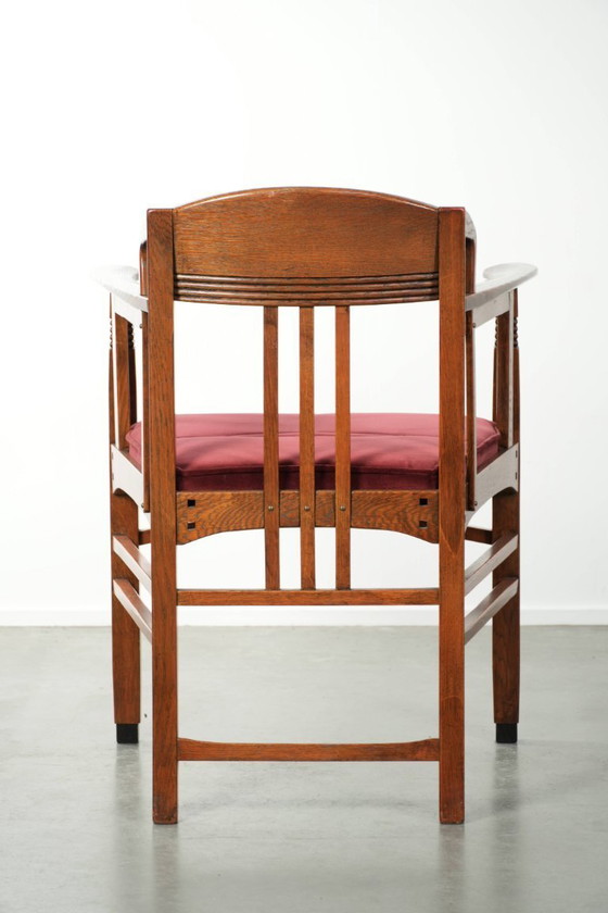 Image 1 of Art Nouveau/ Jugendstil design Schuitema dining chair/occasional chair with luxurious red fabric upholstery