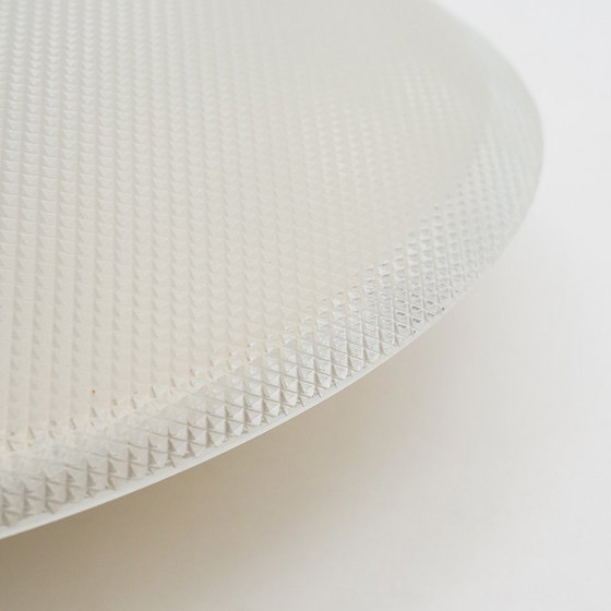 Image 1 of Stilnovo Textured Glass Flush Mount Ceiling Lamp, Italy 1950s