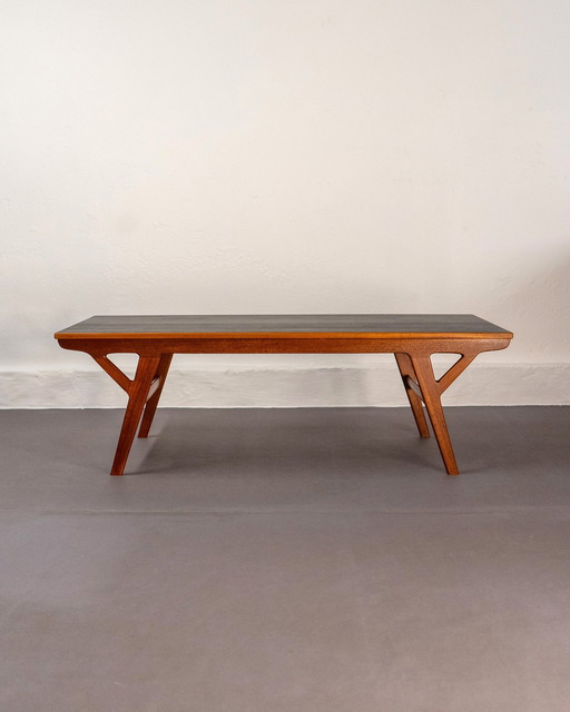 Mid Century Teak and Black Coffee Table, Made in Denmark