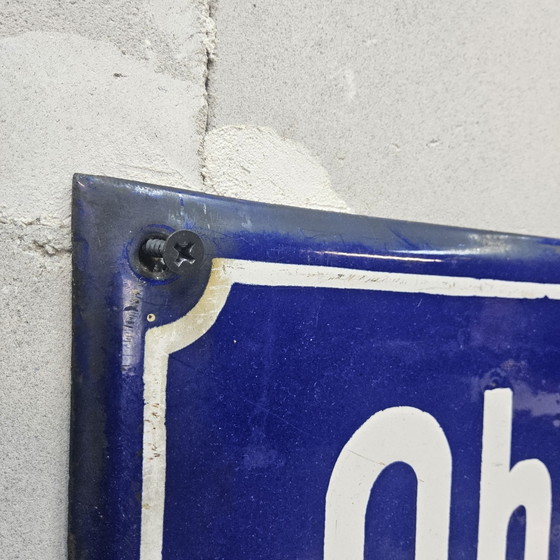 Vintage German Enamel Street Sign "Obermühlgasse" Frankfurt, Wall decoration, Metal, White (photo 6 of 15)