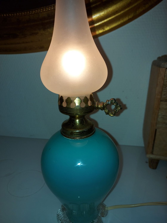For Sale: Vintage Murano Opal Glass Table Lamp (Turquoise) (photo 7 of 7)