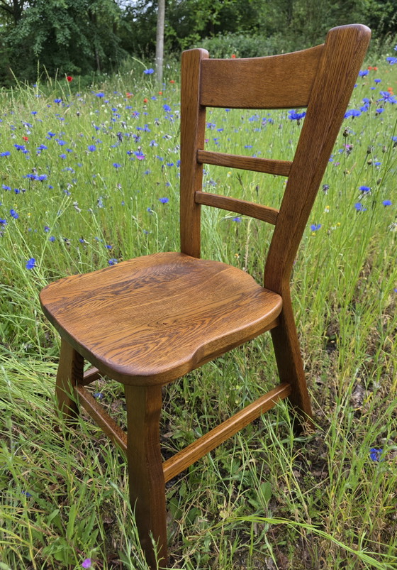 Image 1 of Massief eiken brutalist stoelen – set van 4