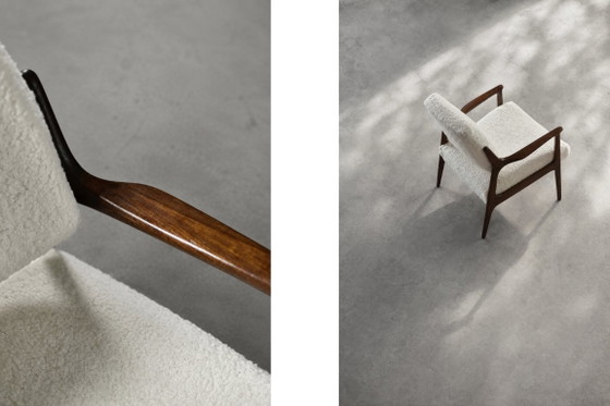 Image 1 of Vintage Mid-Century moderne Scandinavische Teak witte fauteuil Domus door Inge Andersson voor Bröderna Anderssons, jaren 1960