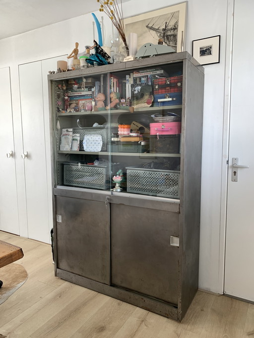 Vetrina in acciaio e vetro, marca Mewaf, industriale