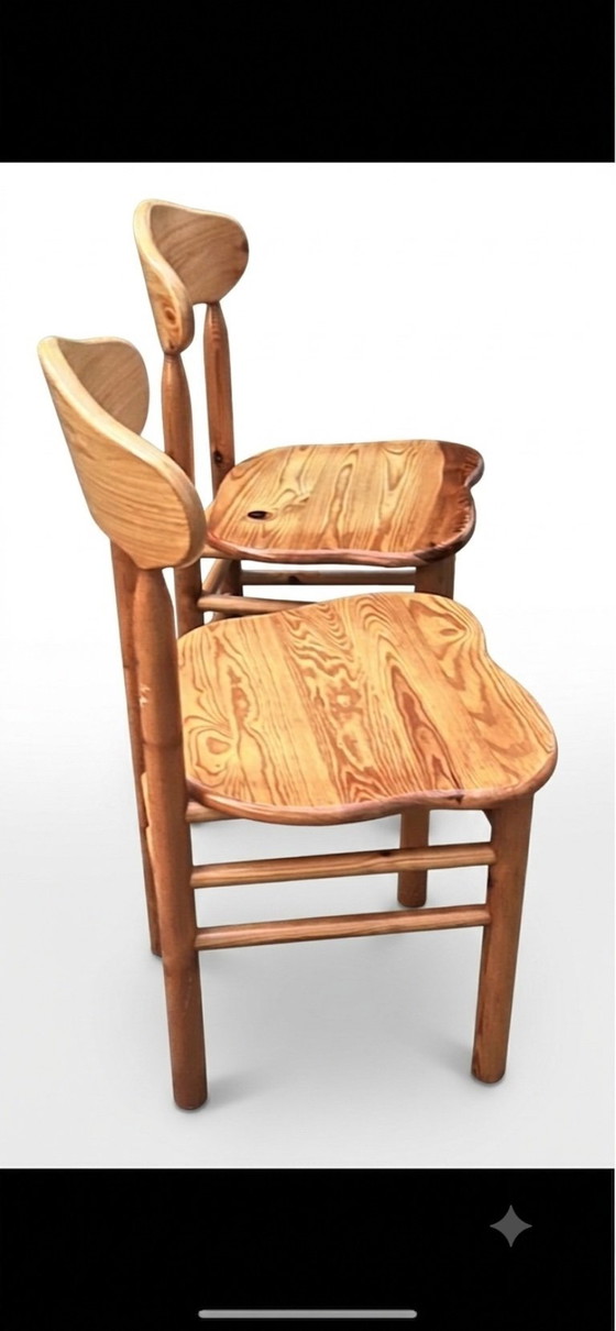 Image 1 of Set di 2 sedie vintage di Rainer Daumiller – in legno massello di pino, stile Mid-Century anni '70