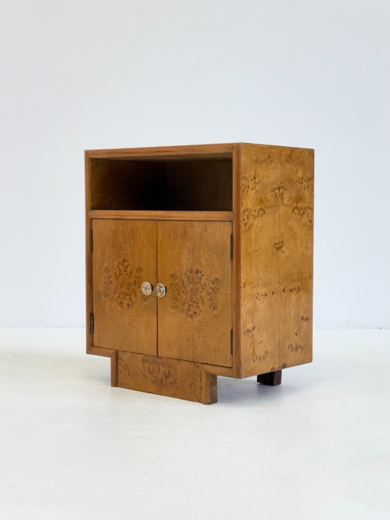 Image 1 of Set van twee vintage Art Deco nachtkastjes met wortelhout