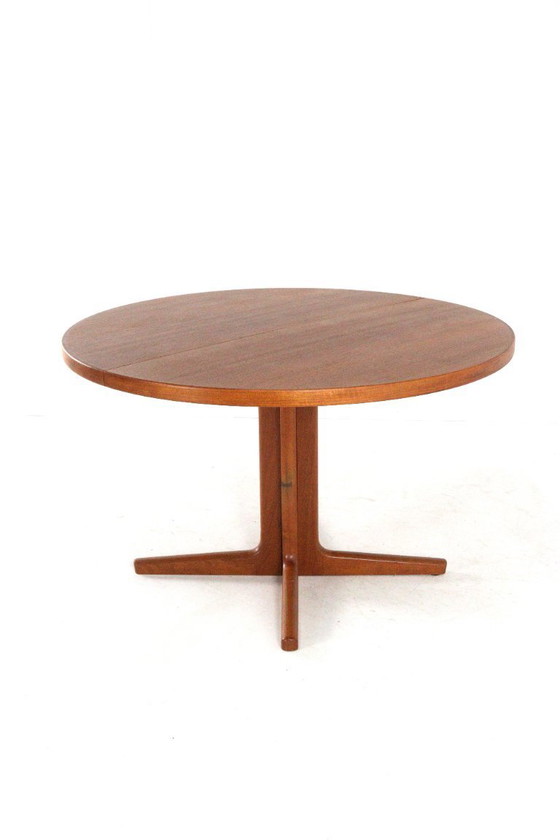 Image 1 of Vejle round 2x extendable dining table vintage Danish