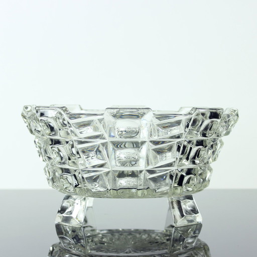  Ensemble de deux bols en verre pressé Art déco par Libochovice, Tchécoslovaquie, années 1930