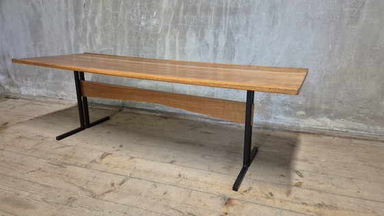 Image 1 of Vintage Rectangular Coffee Table with Wooden Top and Black Metal Base, 1960s