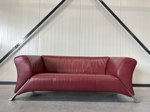 Rolf Benz 322 2,5-Sitzer-Sofa, rotes Leder