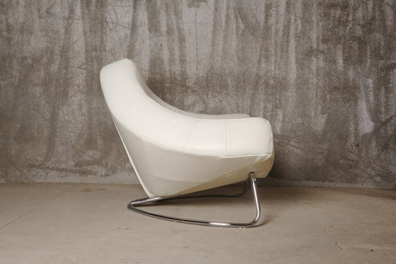 Image 1 of Paul Falkenberg x Rom AG - Sillón "Chili" en piel blanca y acero cromado - c. 1985 - Bélgica