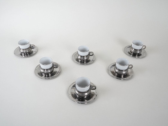Image 1 of Ensemble de tasses en porcelaine, design italien, années 1980, fabrication : Italie