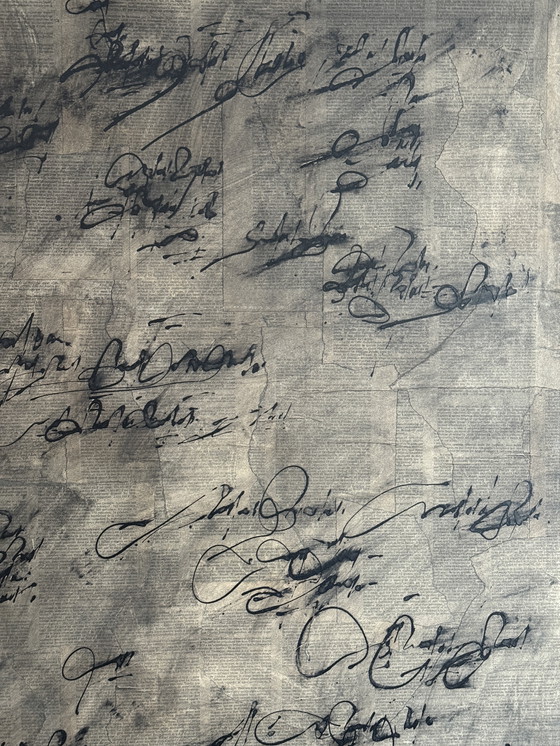 Image 1 of Robert Detheux - Quadri giganti - Calligrafia - collage - 1980