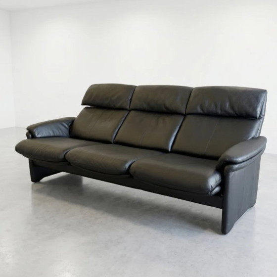 Image 1 of Ensemble Erpo Chalet en cuir – Canapé 3 places et fauteuil | Cuir véritable noir | Style classique design