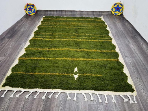 Tapis en laine pure vert artisanale traditionnelle taille 2/3 m – Accupunto, vloerkleden en tapijten, Wool (photo 2 of 8)