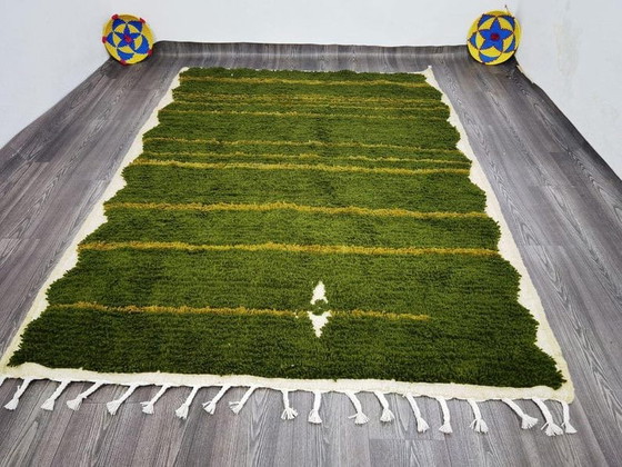 Tapis en laine pure vert artisanale traditionnelle taille 2/3 m – Accupunto, Wool (photo 2 of 8)