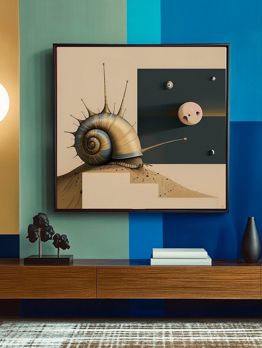 Unieke editie *** Giclée van hoge kwaliteit *** Monsieur Escargot en de anatomie van het absurde ***