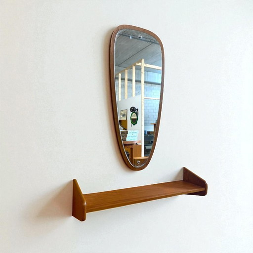 Vintage mirror with matching wall shelf