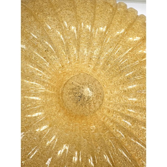 Image 1 of Venetian Amber Graniglia Budino Murano Glass Flush Mount in Vintage 1970s Design Style