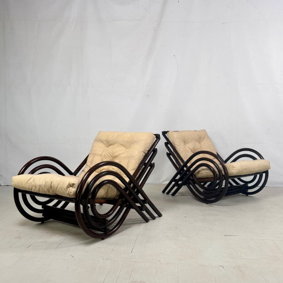 Image 1 of Franse rotan woonkamerset, jaren 70