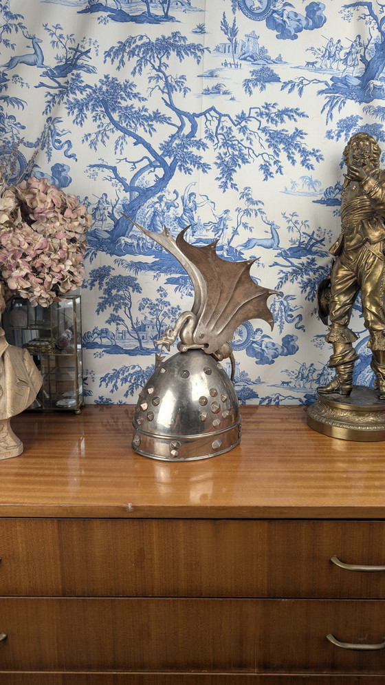 Image 1 of Fantástico casco de metal de Sigurd el Dragón, atrezo de ópera del siglo XIX