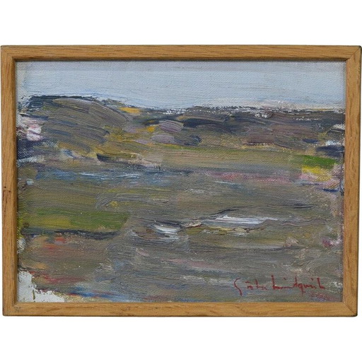 Alte Lithographie von Gosta, Schweden 1960
