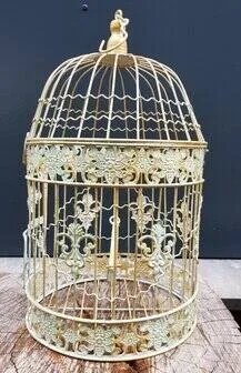 Klassischer Vogelkäfig aus Metall, Dekorative Objekte, Grün, Vintage (Foto 5 von 8)