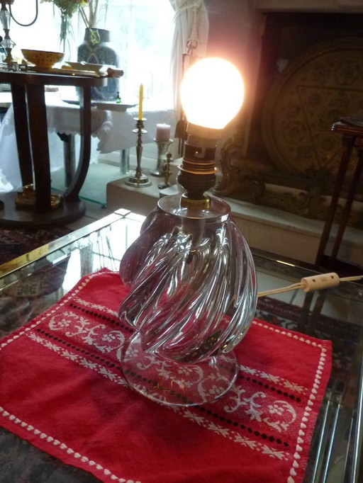 lampada da tavolo in cristallo ritorto