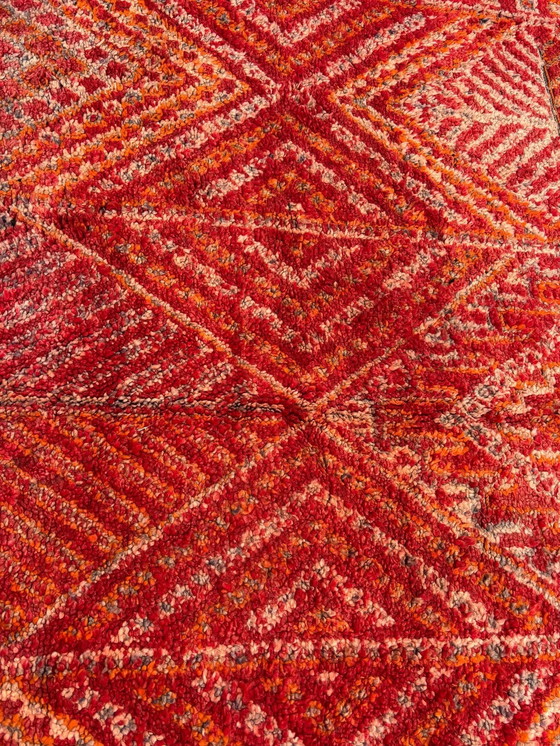 Image 1 of Vintage Red Moroccan Berber Rug 210x370 cm – Handwoven Boujad Carpet | Bohemian Tribal Area Rug | Moroccan Boujad Wool Rug