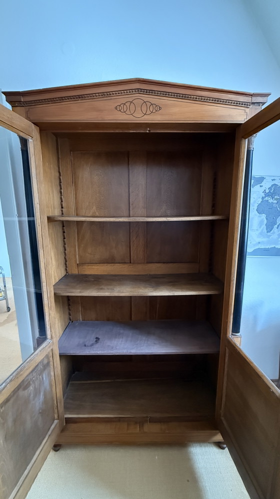 Biedermeier Display Cabinet/Bookcase – Ebonized Columns – 19th Century – Wood, Glass (photo 3 of 10)