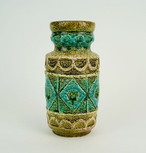 vintage WGP bay keramik VASE relief pattern shades of green and beige model 92 20