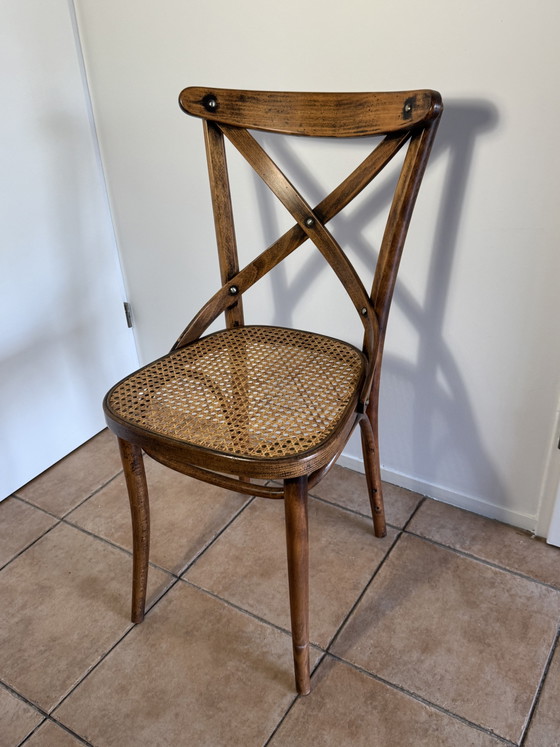 Klassieke Houten Kruisrug Stoel - Klassieke Houten Kruisrug Stoel – Eetkamerstoelen, Rattan, Wood (photo 4 of 15)