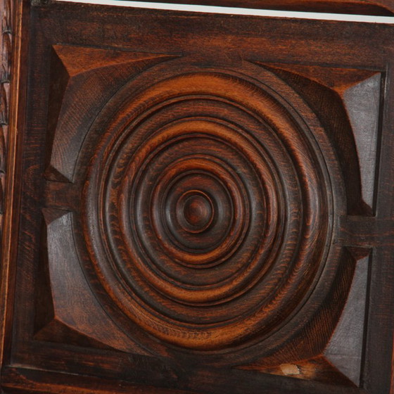 Image 1 of Juego de 6 sillas de madera maciza con asiento de paja, fabricación francesa, 1940.