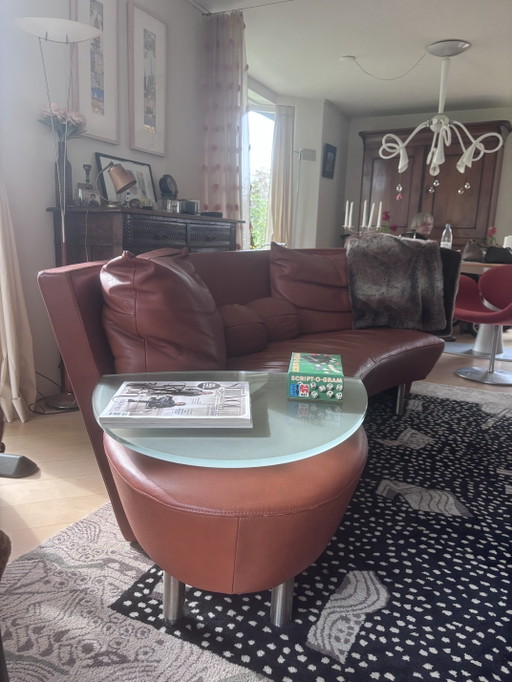De Sede Bank + Poef – banken, Leather, Metal