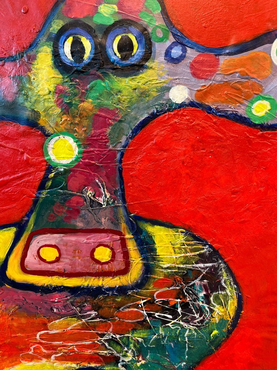 Painting Jan Koning elephant 70x79 cm – Paintings & Drawings, Canvas, Wood (photo 2 of 5)