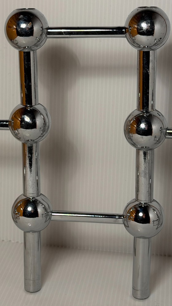 Image 1 of Set of 6 modular BSF vintage chrome candle holders