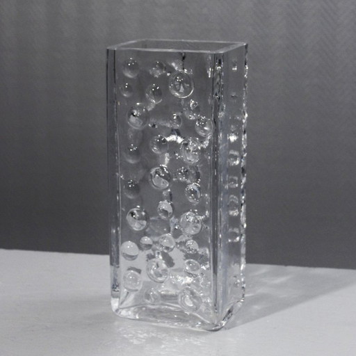 Vaso in vetro a bolle disegnato da Erich Jachmann per WMF Germania, anni '70