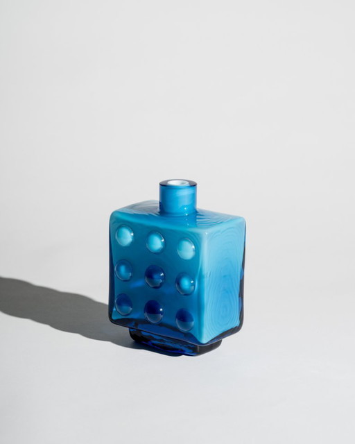 Friedrich Kristall “Bubble” Pop Art Vase – Blue Cased Glass, Germany, 1970s