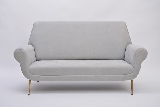Image 1 of Reupholstered Grey Italian Mid-Century Modern Sofa by Gigi Radice for Minotti