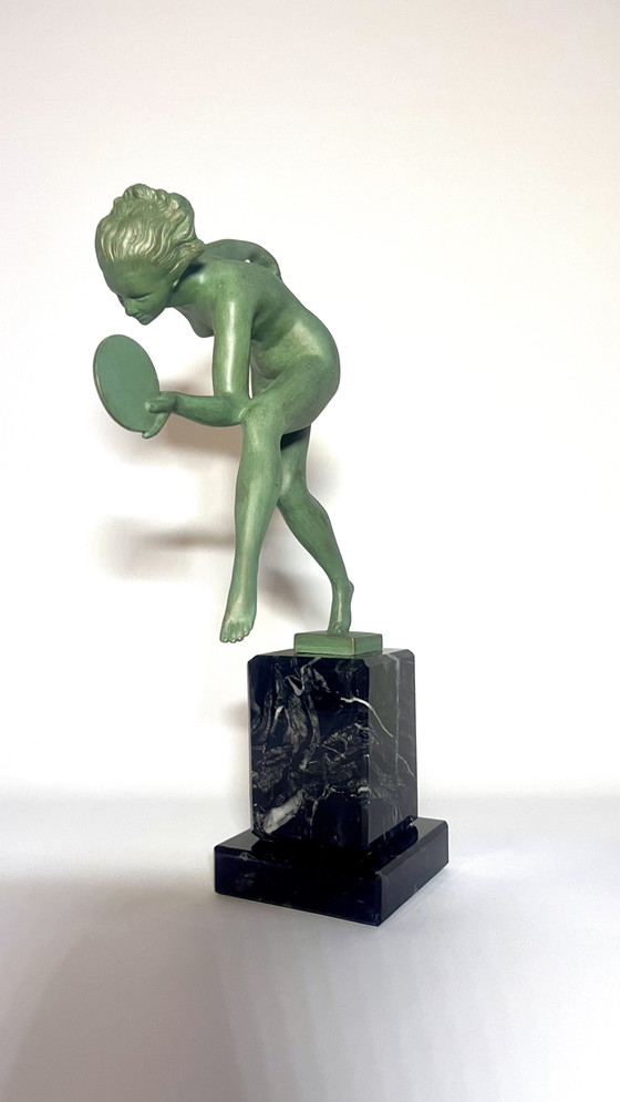 Image 1 of Beautiful Art Deco Statue , Signed (Derrene) , Max Le Verrier