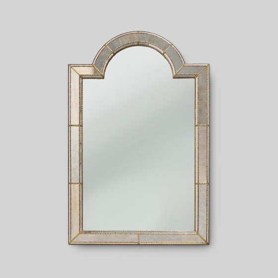 Image 1 of Large 20th Century Venetian Trapezium Mosaic Mirror with Brass Garlands