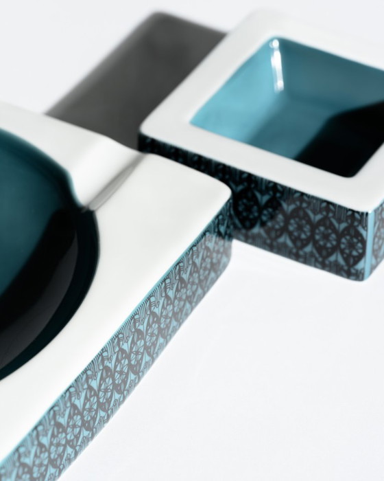 Image 1 of Cendrier et bol Rosenthal Studio-Line, duo en porcelaine géométrique Hans Theo Baumann