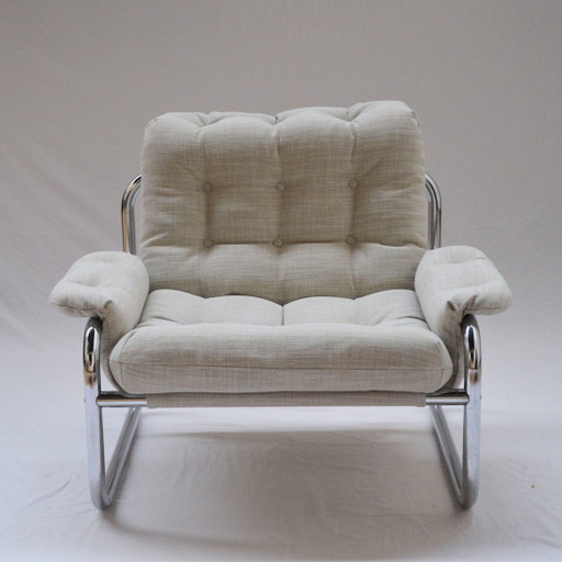 Vintage Design Johan Bertil Buisframe Fauteuil Zweden 1970