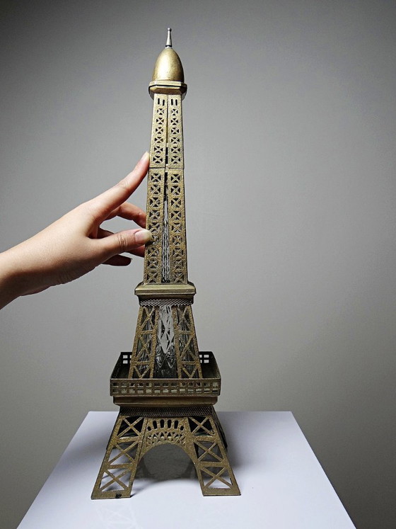 Image 1 of Large Eiffel Tower bottle, musical "Le Fiacre" vintage Japanese collection