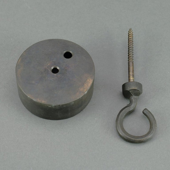 Image 1 of Manfred Bergmeister (1927-2019) - Brutalist handmade wrought bronze pendant lamp / six light candelabra