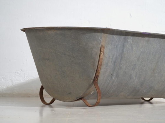 Bañera antigua de zinc galvanizado – Tina industrial europea – circa 1900 #6 – Macetas, Iron, Rustic (photo 11 of 39)