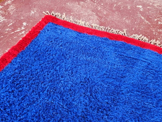 Authentic Beni Ouarain rug 250 x 180 cm – Cobalt blue and red – Piece – Rugs & carpets, Wool, Cotton, Design (photo 8 of 13)